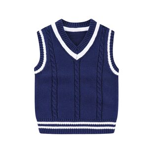 儿童春秋纯棉针织背心毛线衣宝宝保暖马甲男童坎肩毛衣女童针织衫