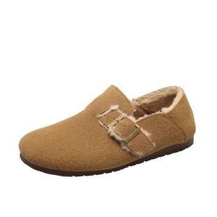 超火加绒勃肯鞋保暖一脚蹬奶奶鞋棉鞋软底牛筋底防滑复古女鞋显瘦