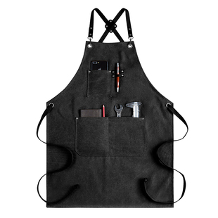 纯棉帆布围裙女美甲师花艺师工作服咖啡店烘焙餐饮时尚定制围腰男