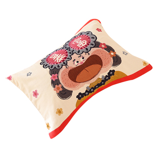 八层纯棉纱布绑带枕巾一对装加厚防滑不脱落柔软透气全棉枕头盖巾