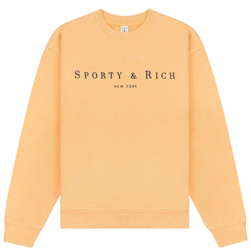 Sporty&Rich 女士时尚潮酷柠檬黄休闲风宽松舒适圆领卫衣短裤套装