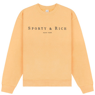 Sporty&Rich 女士时尚潮酷柠檬黄休闲风宽松舒适圆领卫衣短裤套装