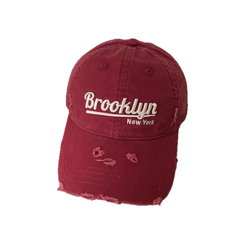 BROOK立体字母软顶鸭舌帽子女春季时尚破洞休闲百搭潮流棒球帽男