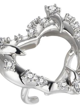 ins新品心形荆棘可调节开口戒指