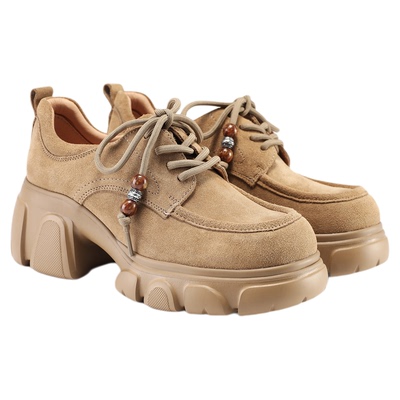 fed串珠小皮鞋秋季新款女鞋系带乐福鞋厚底单鞋女S0919-ZCA507