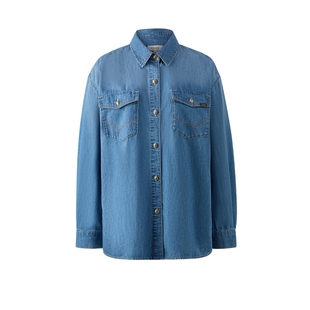 【100%棉】Eland衣恋衬衫单排扣长袖翻领牛仔外套2025冬季新款