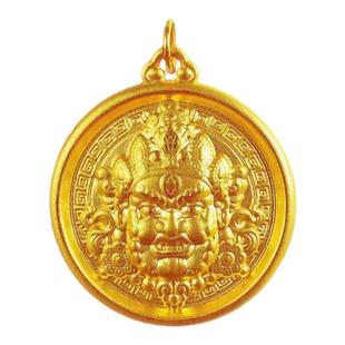 金包银黄财神吊坠项链男八宝罗盘圆牌锁骨链毛衣链生日礼物送女友