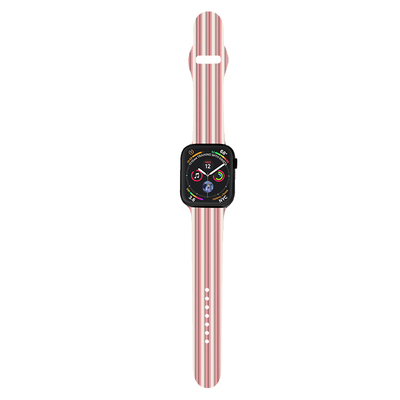 条纹粉色硅胶适用iwatch表带