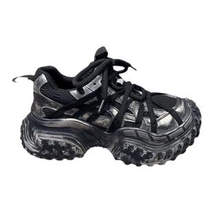 巴黎复古擦色做旧安可拉红老爹鞋女2024秋厚底增高系带运动脏脏鞋