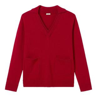 COTEMP 25Holiday V-Neck Polo Sweater假两件双层V领POLO毛衣女