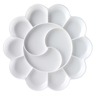 梅花形颜料调色盘碟13格加厚塑料丙烯调色盒绘画水粉颜料水彩国画调色板学生美术用大号梅花盘圆形分格调色碟