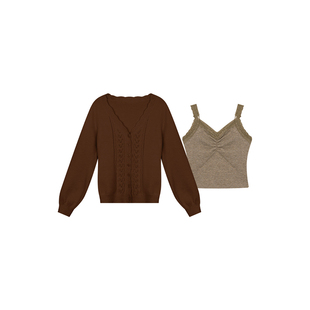 安妮不火 软fufu北极绒V领绞花毛衣开衫女微胖大码秋酿费尔岛小衫