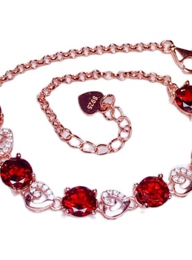 新款特惠925银电镀女鸽血红手链