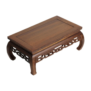 实木质花瓶石头小摆件底座 鸡翅木木头佛像花盆水缸长方形支架