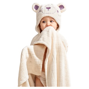 婴儿浴巾儿童带帽斗篷浴袍可穿式吸水毛巾新生宝宝洗澡男女孩专用