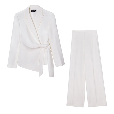 常规袖型通勤会议白色西装套装