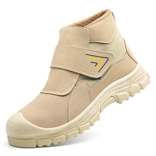 劳保鞋防砸防穿刺焊工牛皮钢包头实心底透气耐磨抗造防护鞋