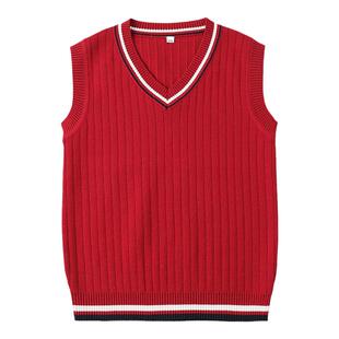 女童马甲秋冬装2025新款毛衣藏蓝色儿童毛线背心男童薄款针织坎肩