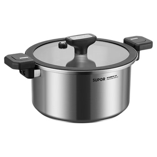 苏泊尔汤锅家用微压锅304不锈钢双耳锅煮锅煲汤无涂层燃气电磁炉