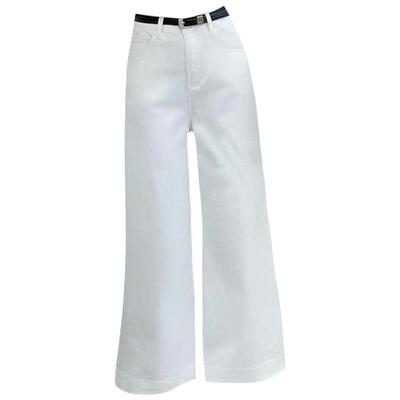 夏毛边百搭九分女牛仔直筒阔腿裤