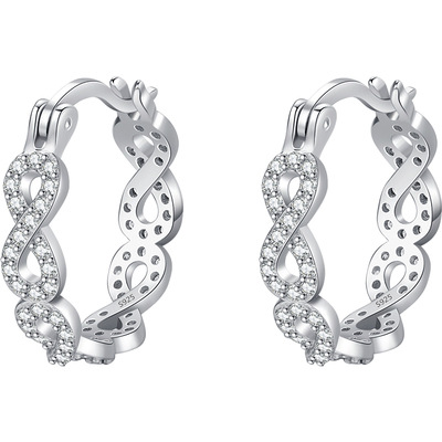 摩典纯银轻奢满钻无限的爱耳环