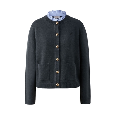 ELAND含绵羊毛毛针织衫单排扣