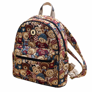 小熊依恋双肩包女2025新款书包女大学生帆布轻便旅行背包网红爆款