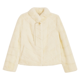 YINER音儿2025冬季新款法式奢感进口水貂小立领国风盘扣短款皮草