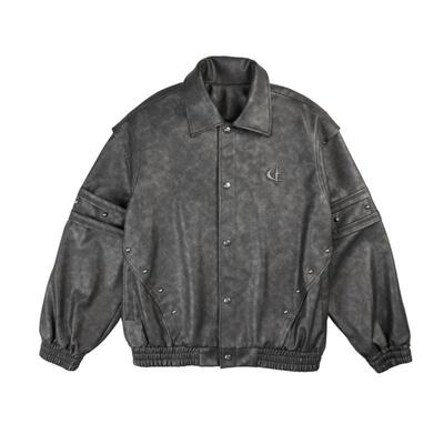 2024秋季新款铆钉结构皮衣