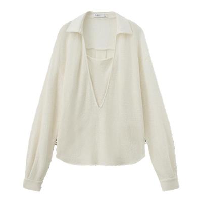 RUISHI芮时羊毛微透翻领衬衫