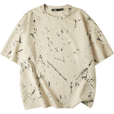 品立宽松短袖T恤裂纹扎染男上衣