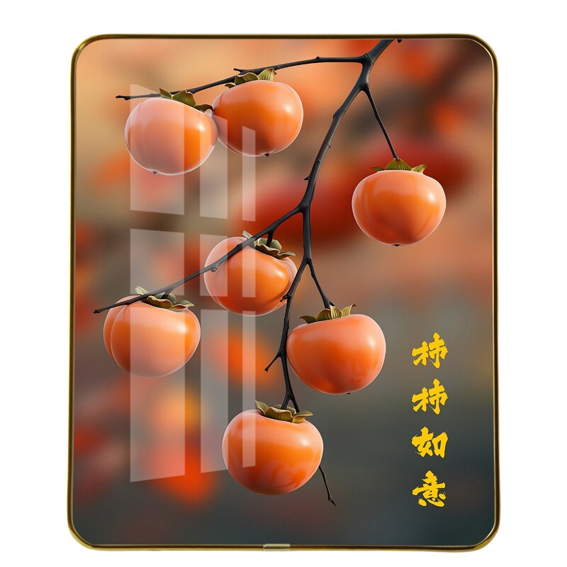 柿柿如意新中式摆件现代玄关装饰画摆台相框平安喜乐摆台画装饰品