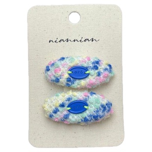 念念韩系新款布艺刺绣皇冠毛绒儿童发夹女孩小黄鸭发卡bb夹发饰