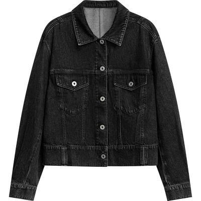 播波嘻牛仔外套女夏季宽松短款复古休闲夹克上衣DDR2WD5670