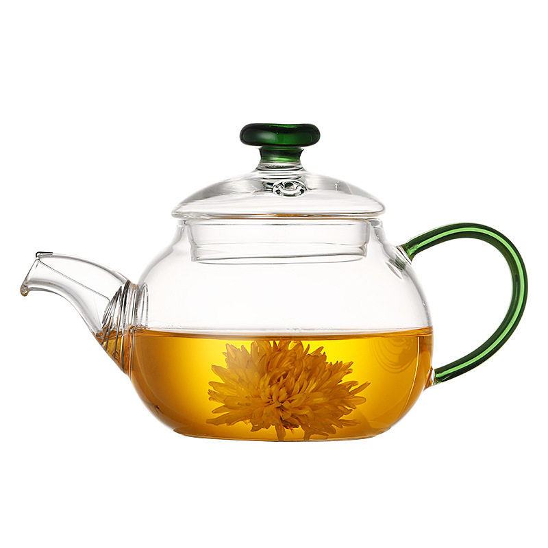 功夫玻璃小茶壶迷你彩把高硼硅耐高温花茶壶加厚手工茶具可加热水