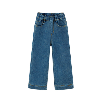 柒号童仓女童加绒微喇牛仔裤冬装新款儿童时尚百搭宽松加厚长裤子