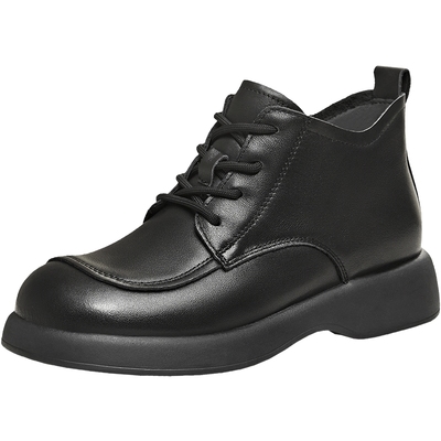 天美意复古厚底英伦加绒马丁靴女鞋子时装靴短靴皮靴2025冬季新款