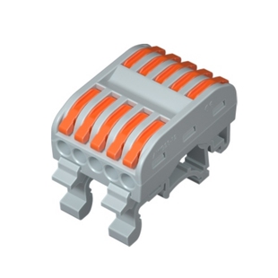 海威 导轨式快速接线器五进五出分线器4平方软硬线接线柱PCT-225D