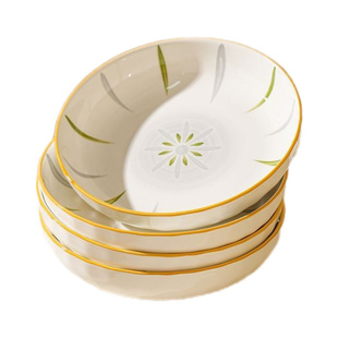 盘子陶瓷饭碗家用2025新款高颜值碗碟餐具釉下彩汤碗深盘精致轻奢