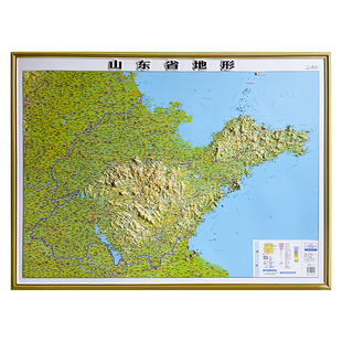 山东省地图3D立体凹凸版 中国地图3d立体地形超大 106x76cm高清浮雕办公室背景墙装饰挂画 展示直观地形地貌 星球地图出版社