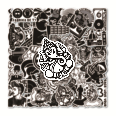 56张黑白酷复古文艺装饰防水贴纸