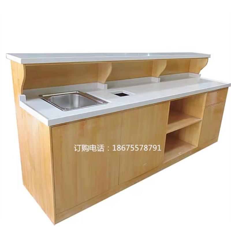 水果店切果台洗果台生鲜果蔬收银台操作台木质餐饮吧台果疏切配台