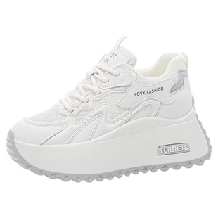 网面内增高8cm老爹鞋女2026年夏季新款休闲厚底阿甘鞋子运动单鞋