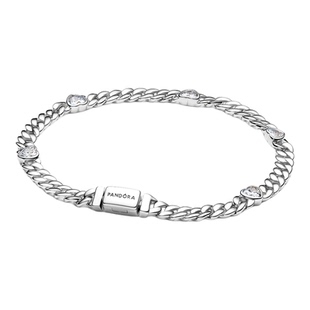 [新年礼物]Pandora潘多拉心形古巴链手链银色精致永恒礼物送男友