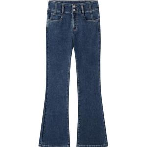 森马丨森柔牛仔裤女2024新款冬季抓毛喇叭裤修身拖地裤百搭纯欲风