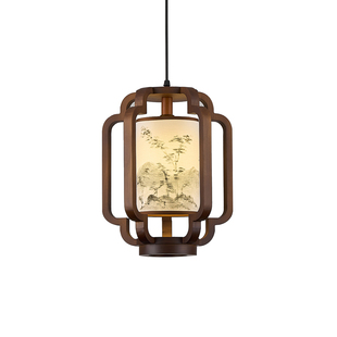 实木复古餐厅吊灯宋式美学过道玄关书房卧室茶楼餐饮灯新中式吊灯