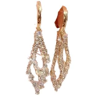 微镶锆石双层菱形耳扣欧美冷淡风小众设计耳坠百搭气质显脸瘦耳饰