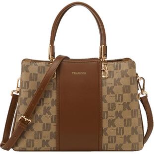 意尔康包包新款女包手提包老花大容量斜挎包中年女士妈妈包通勤包