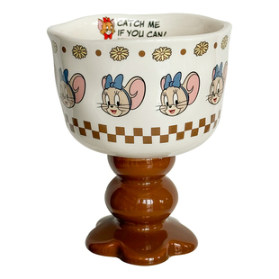 猫和老鼠高脚杯陶瓷马克杯家用水杯创意冰淇淋酒杯女生日礼物杯子