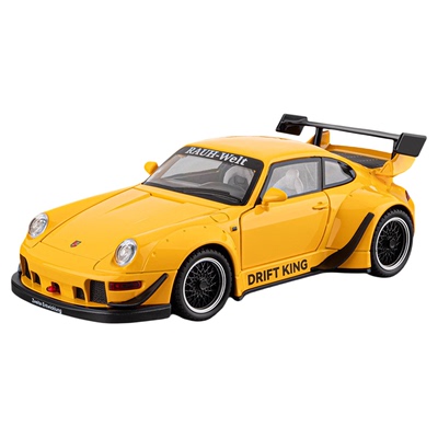 1:22保时捷RWB993合金跑车模型回力四轮减震男孩玩具复古装饰配件